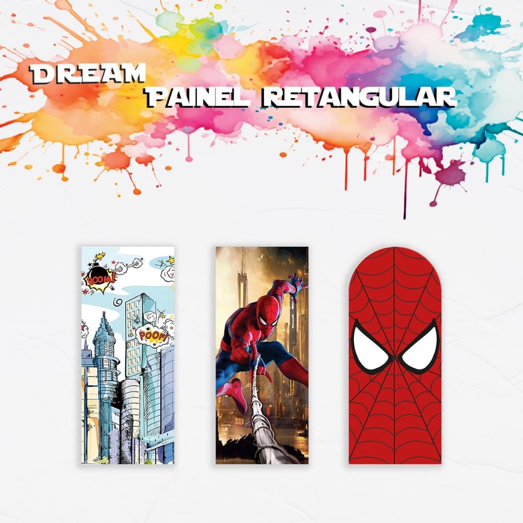 Capa Para Painel Retangular e Romano Tematico Homem Aranha Heroi Decoração Cenario Elegante  2m x 1m