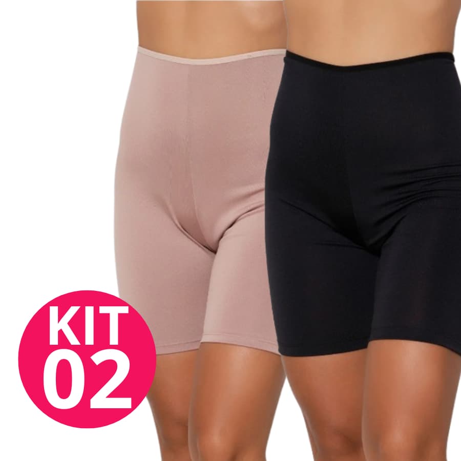 Kit 2 Short Segunda Pele Bermuda Anagua Anti assadura Anti atrito Protege Coxas Não Marca 9.9