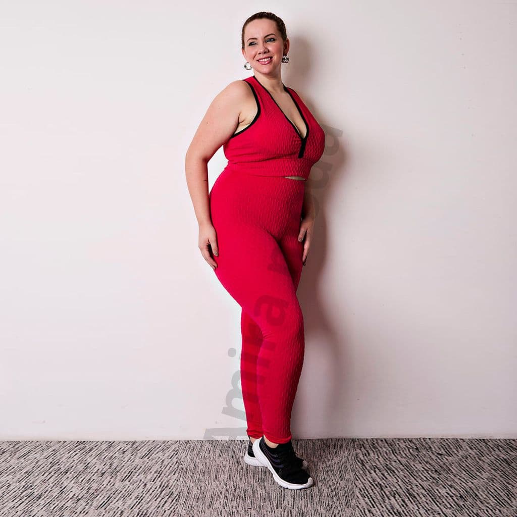 Conjunto CALÇA +TOP Legging Bolha PLUS SIZE disfarça celulite