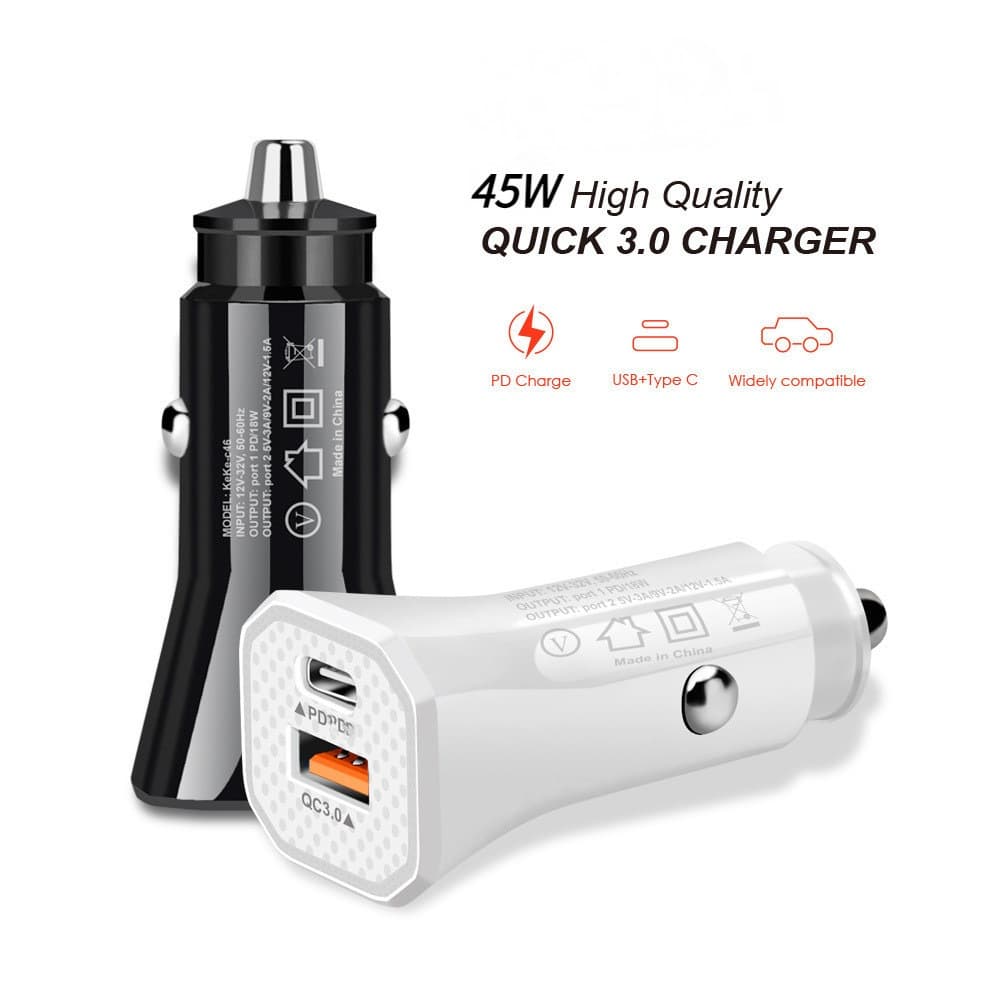 INOVA Carregador de carro 45W Carregamento rápido 2 portas PD QC3.0 USB