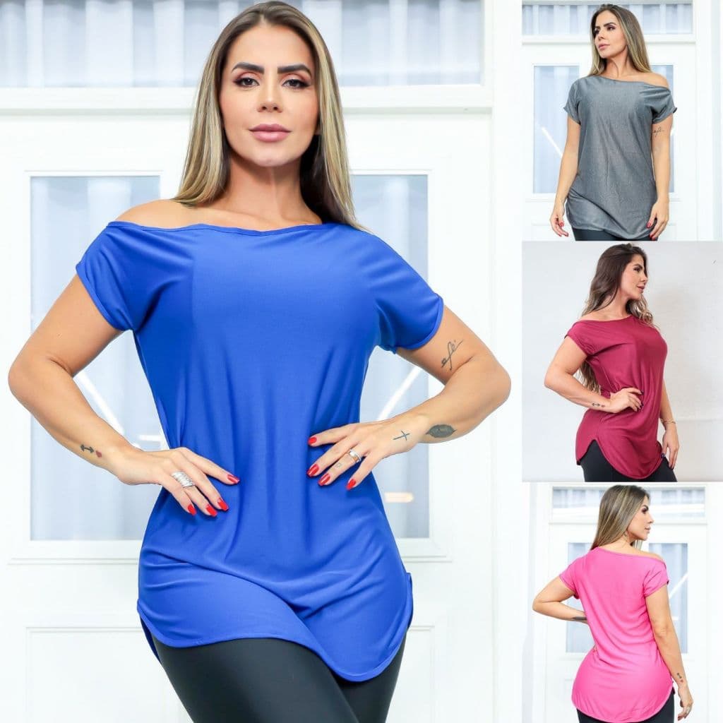 Blusinha Mullet para Academia Ombro Só Feminina Dry Fit Seca Rápido Confortável Tapa Bumbum Promoção