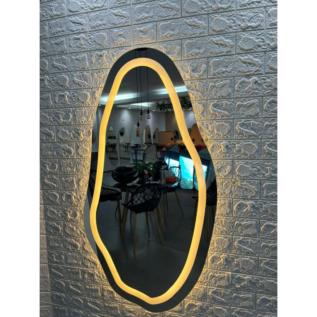 Espelho Orgânico 115cmx60cm Polido com LED Jateado Quarto Sala Banheiro Salão Lançamento