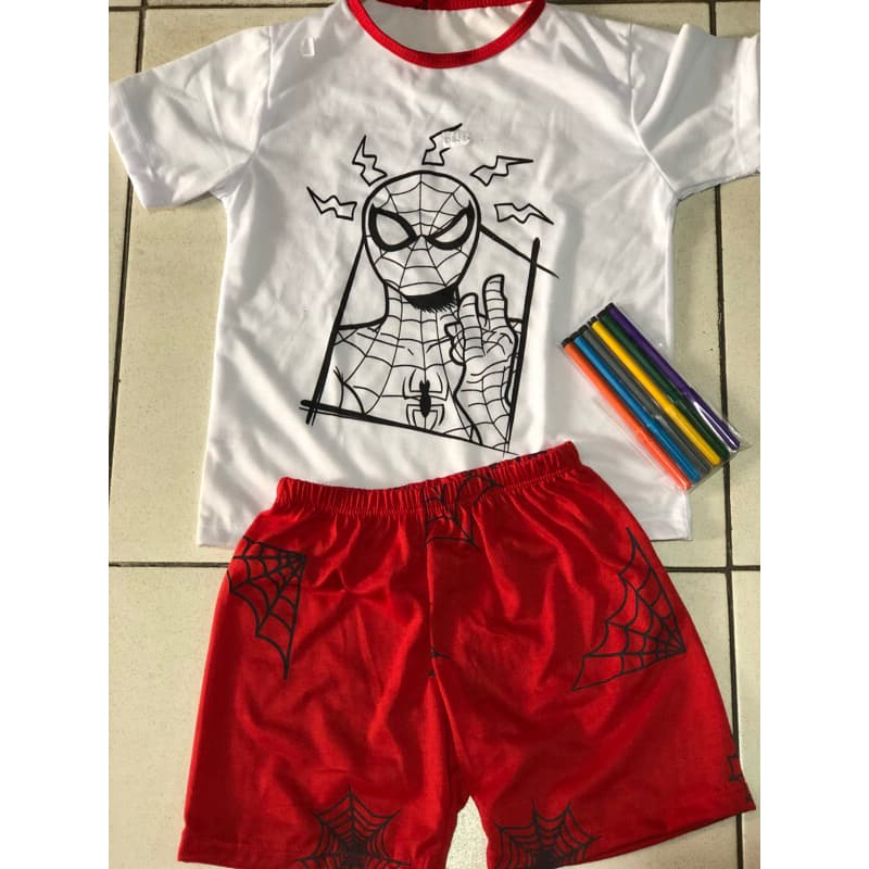 Pijama de Pintar Colorir Masculino Menino Garoto Infantil Juvenil Tematico Desenhar Sonic