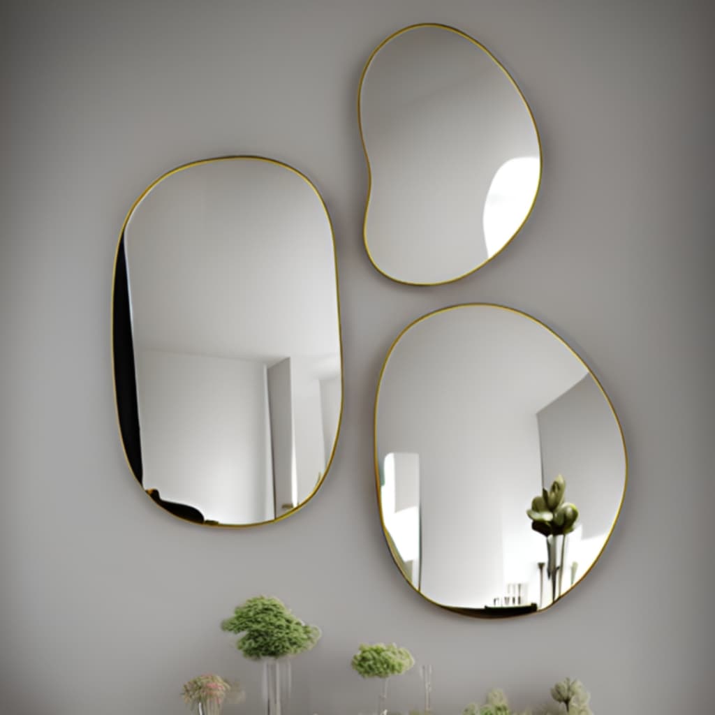 Kit Composição de Espelhos Orgânico 3 Peças Mosaico Decoração Chique Moderna Pinterest