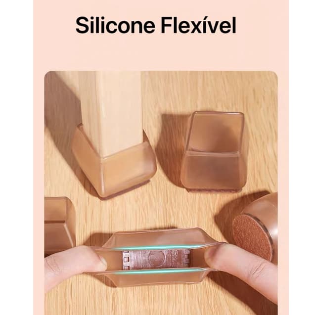 kit 4 unidades Protetor de Silicone e Feltro Para Pé de Cadeira