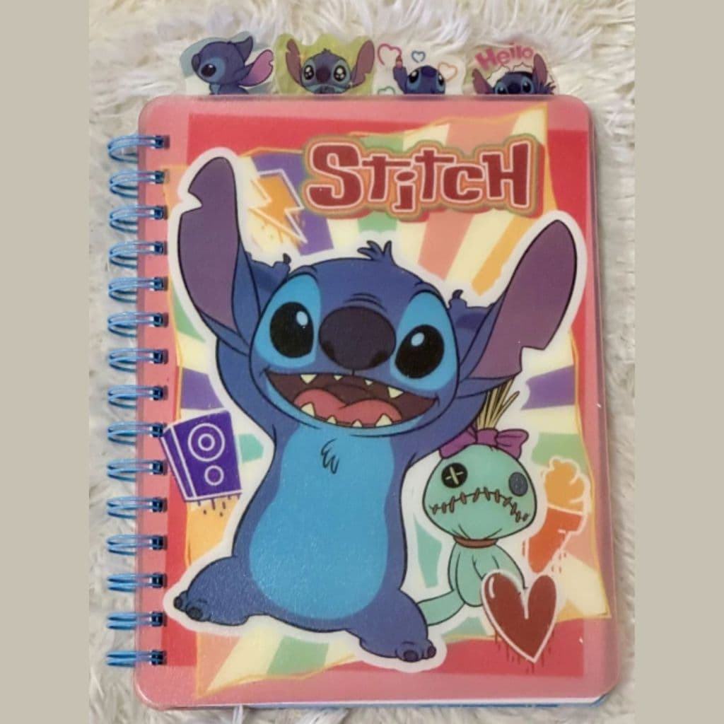 Descubra o Caderno Stitch A5 Espiral com Divisórias temáticas - Papelaria Fofa