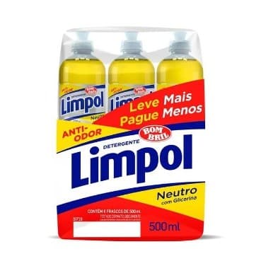 kit 3 ou 6 Unidades Detergente Lava Louça Limpol Neutro 500ml