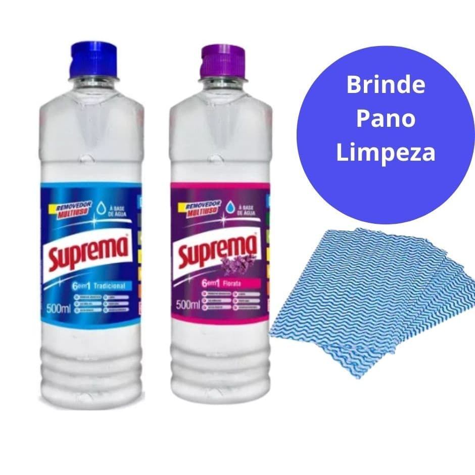 Removedor Multiuso Suprema 500ml Florata/Tradicional Limpeza Geral Kit 2 pçs