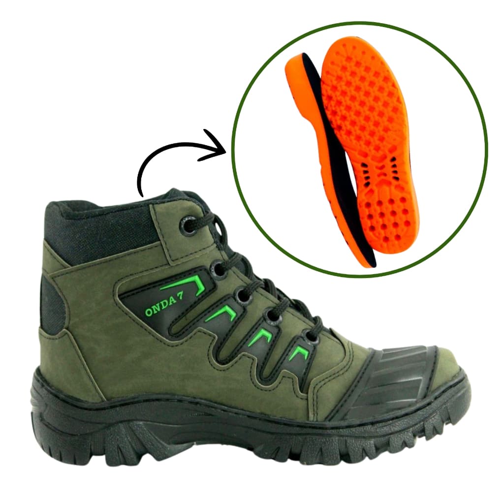 Bota Masculina Motociclista Motoqueiro Coturno Militar Cano Médio Motoboy Onda 7 com Palmilha PU