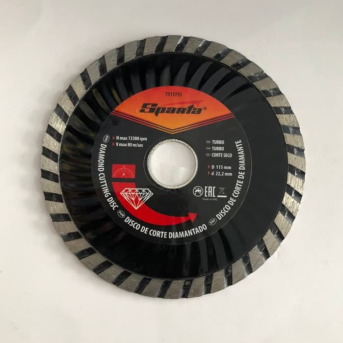 Disco de Corte Diamantado Turbo 115 x 22,2mm Corte a Seco - SPARTA-7311755
