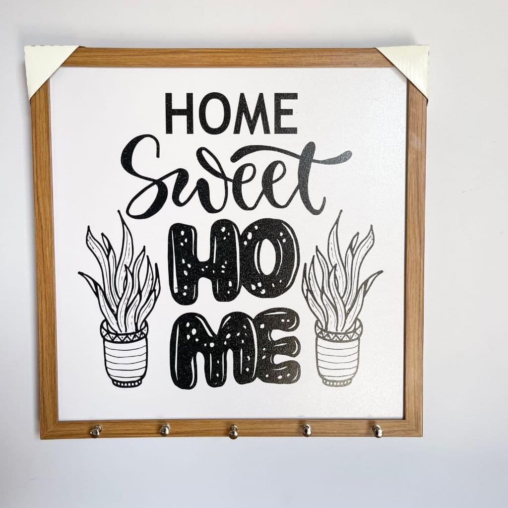 Quadro decorativo cobre caixa de luz com moldura 53x53 Home Sweet Plantinha sala/quarto/cozinha/decoração/parede