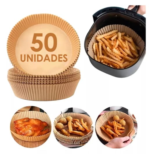 Forro De Papel Descartável Especial P/ Air Fryer Kit Com 50