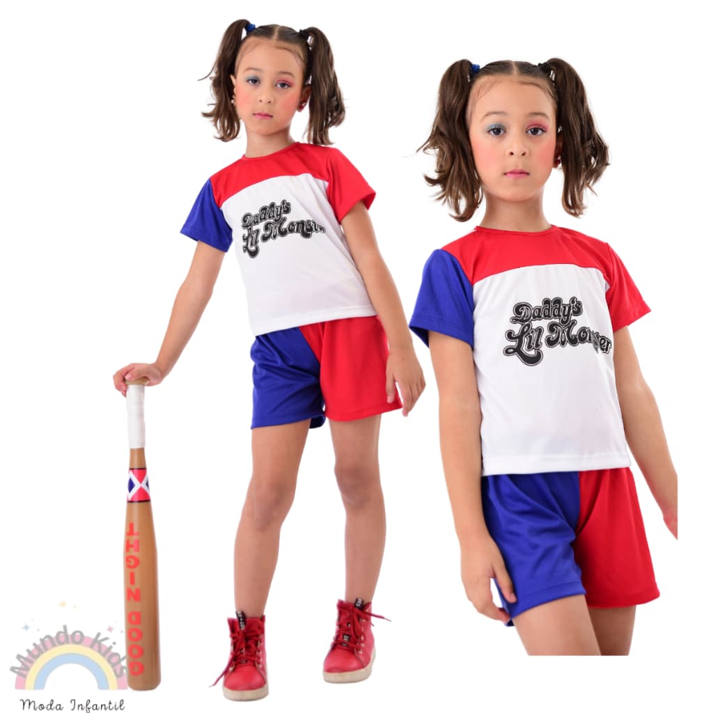 Fantasia Roupa Infantil Arlequina Com Taco Blusa Shorts- Envio imediato