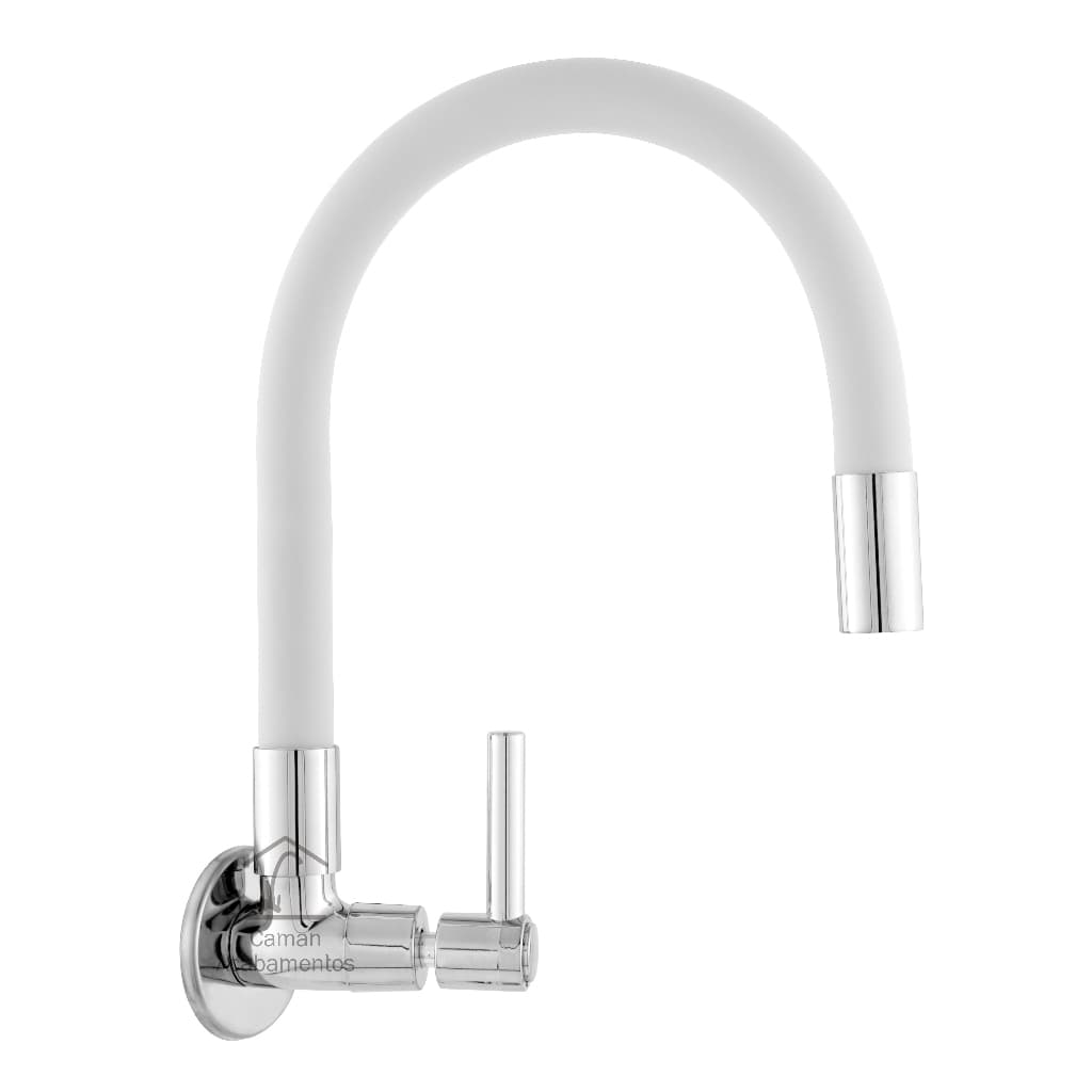 Torneira Cozinha Parede Metal Gourmet Flexivel Color Branca