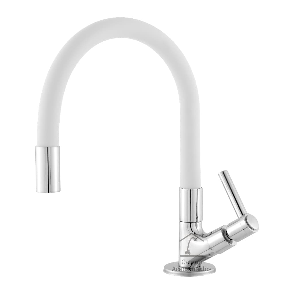 Torneira Cozinha Bancada Metal Gourmet Flexivel Color Branca