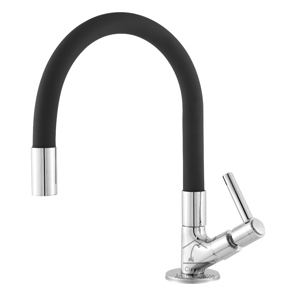 Torneira Cozinha Bancada Metal Gourmet Flexível Color Preto