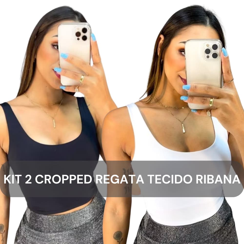 Kit 2 Cropped Regata Modelo Básico Tecido Ribana
