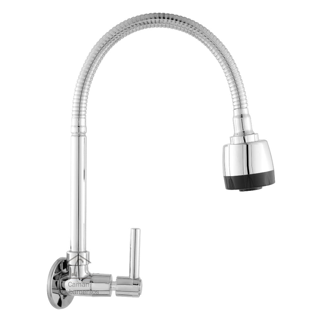 Torneira Cozinha Parede Metal Gourmet Flexível Chuveirinho