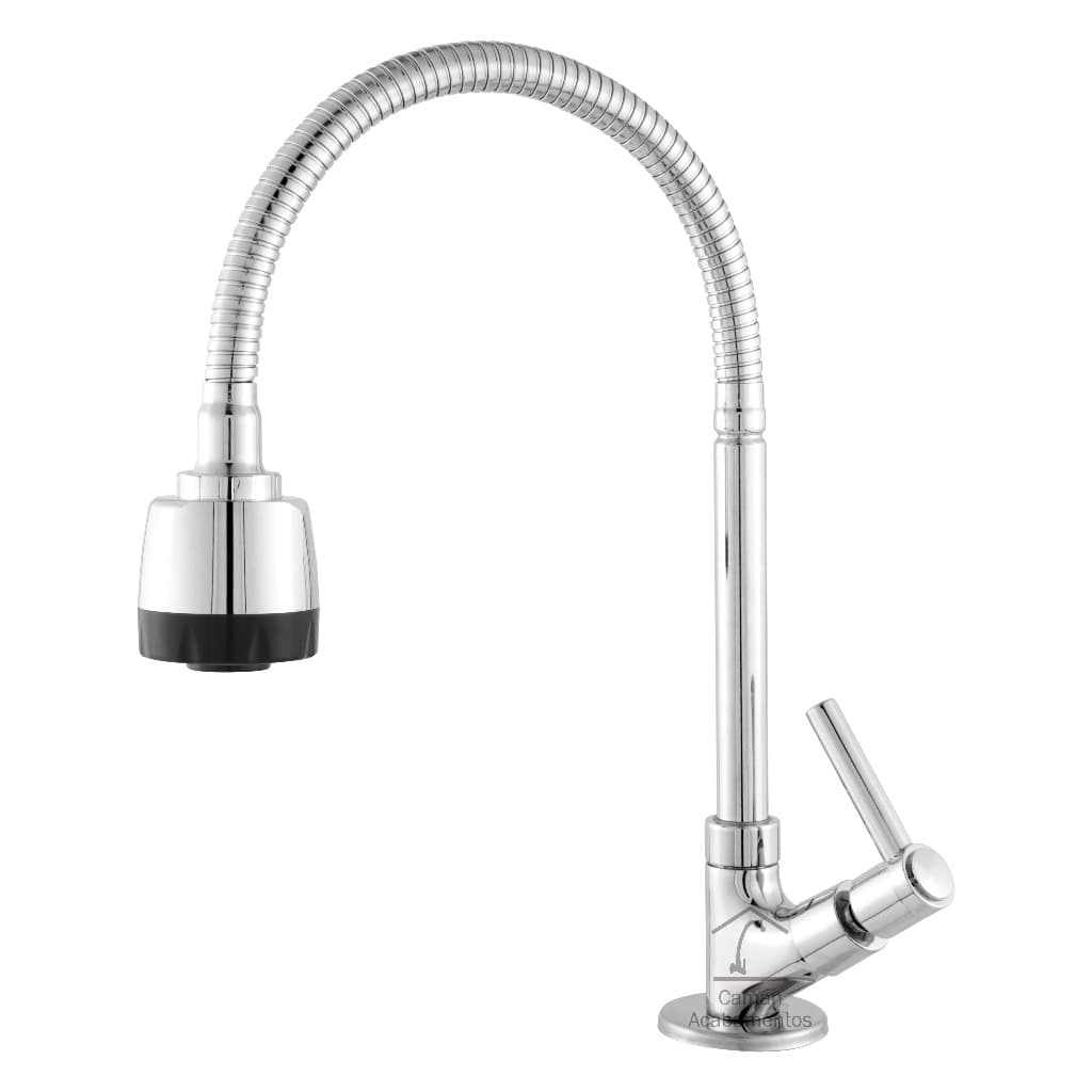Torneira Cozinha Bancada Metal Gourmet Flexível Chuveirinho