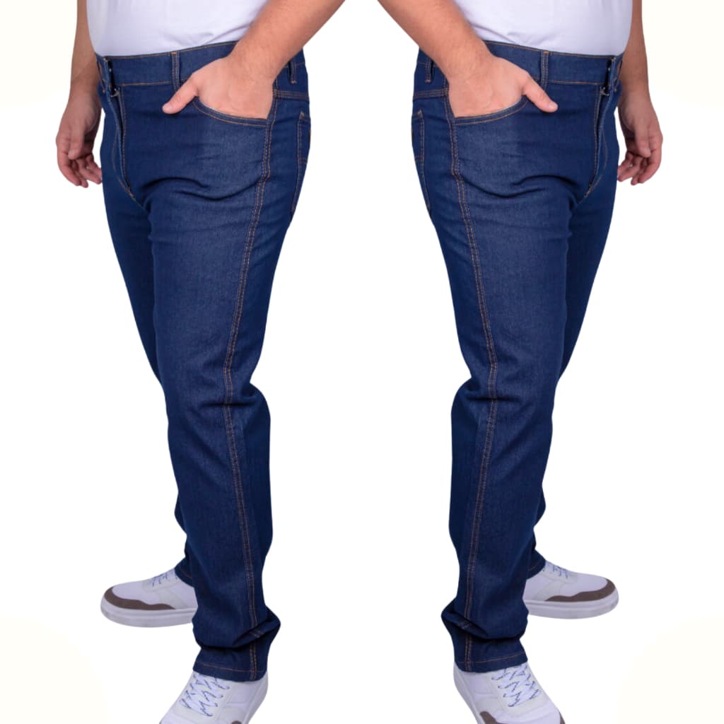 Calça Jeans Masculina Trabalho Lycra com Elastano Plus Size Confortavel Reta