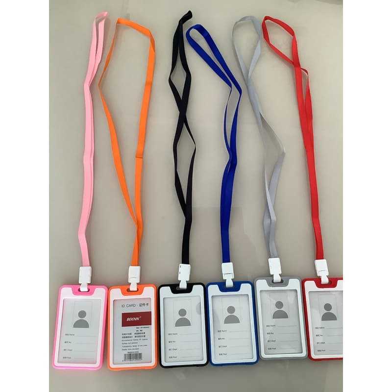 kit 6 porta cartão crachá com cordão suporte de plástico para cartão retrátil