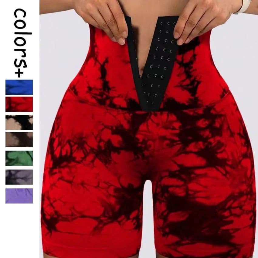 Womens Tie-Dye Calções Impressos De Fivela Sem Costura Ginásio Exercício Fitness Ciclismo Verão leggings M02