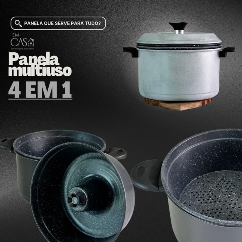 Panela 3 em 1 multiuso com revestimento em cerâmica