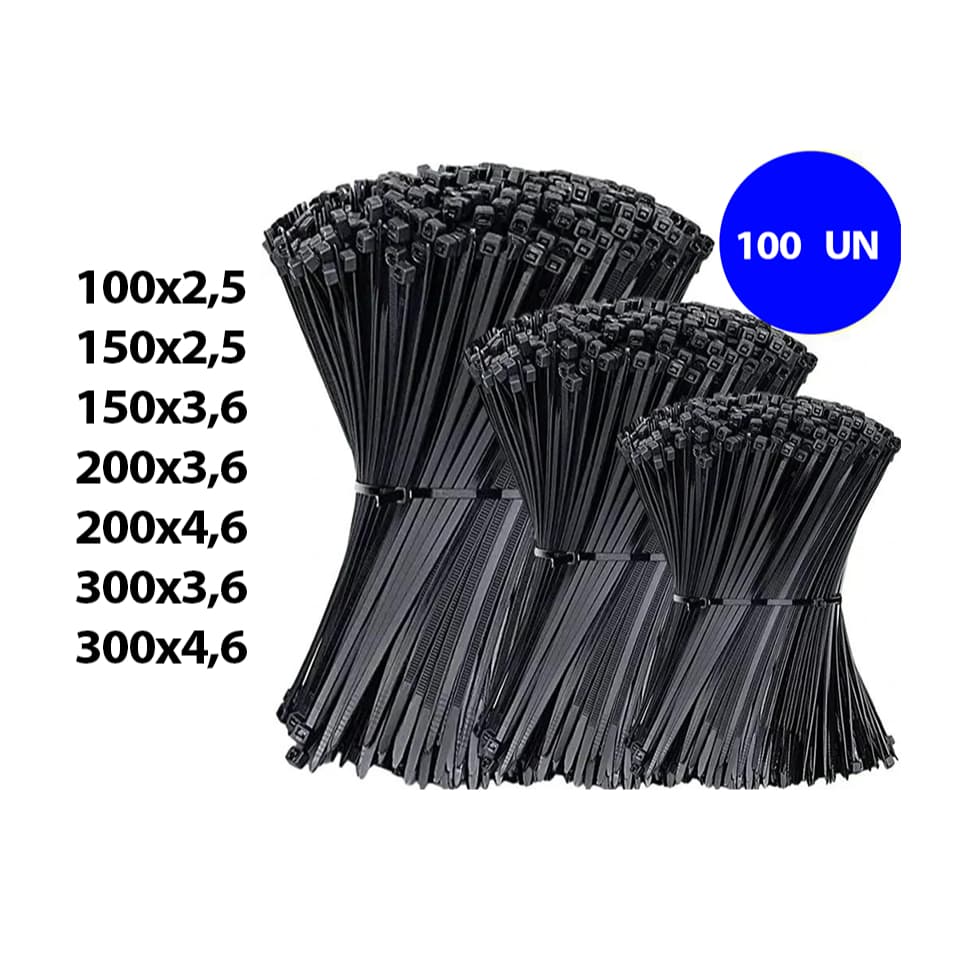 Abraçadeiras Cintas Plásticas de Nylon Várias Medidas 100 Unidades