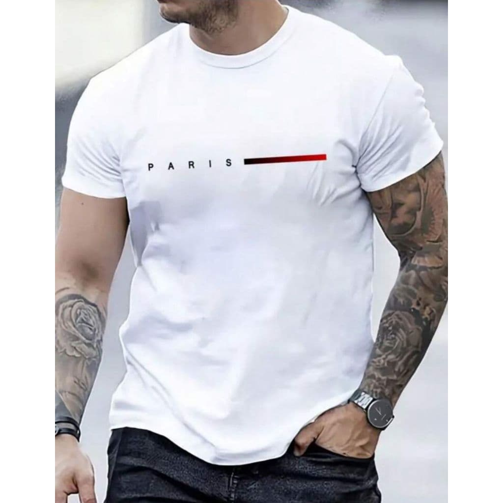 Camisa Camiseta Masculina Streetwear Paris Style Básica T-Shirt 100% Algodão Malha 30.1