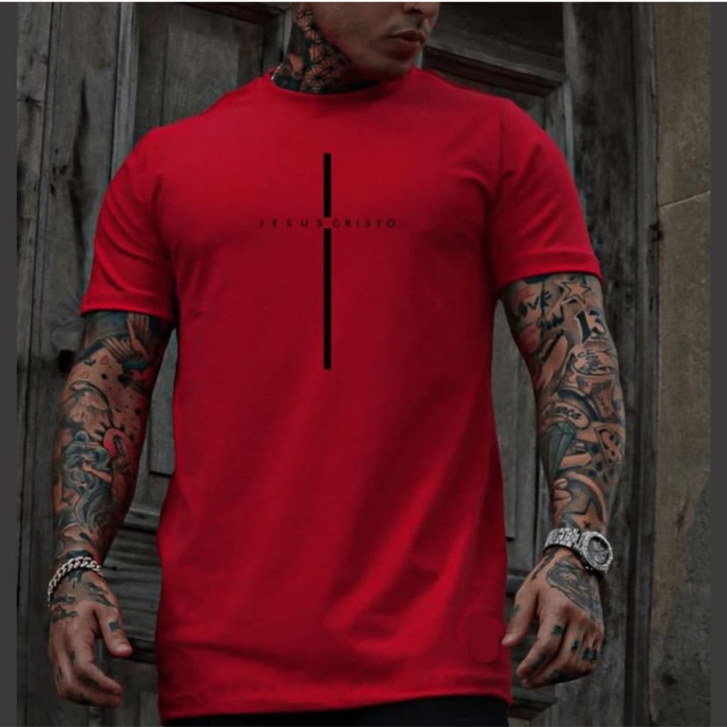Camisa Camiseta Masculina Evangélica Jesus Cristo Algodão Gola Redonda Manga Curta