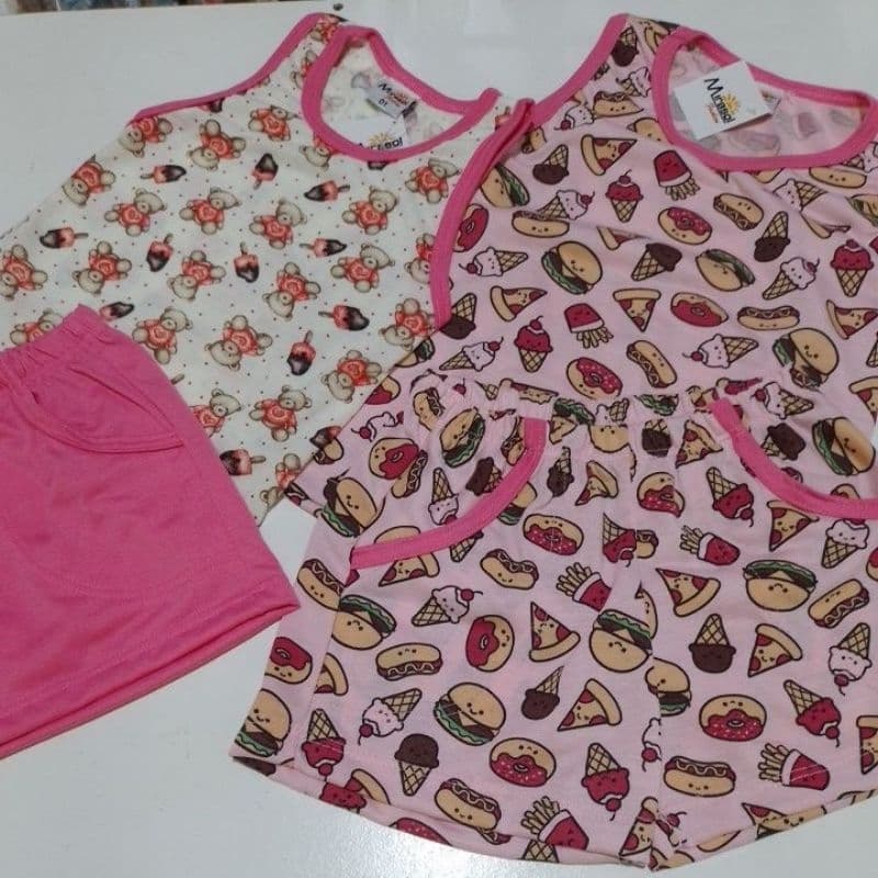 Pijama regata infantil e juvenil criança menina modelo regata tamanho  baby até 12 anos