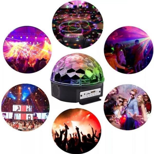 Globo Bola Maluca Led Magic Cristal Som Mp3 Luz Festa DJ