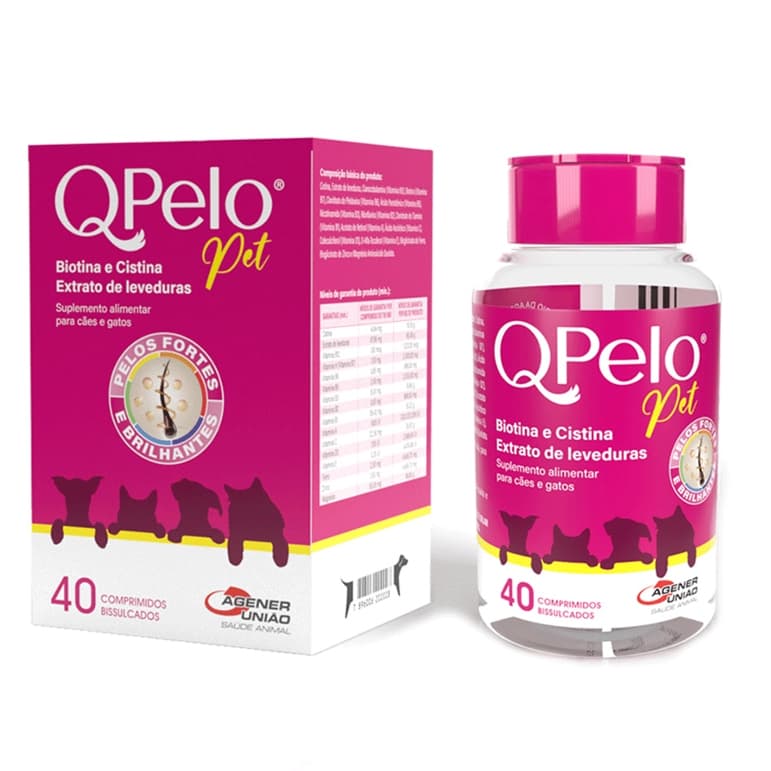 QPelo Pet Suplemento Alimentar para Cães e Gatos 40 comprimidos