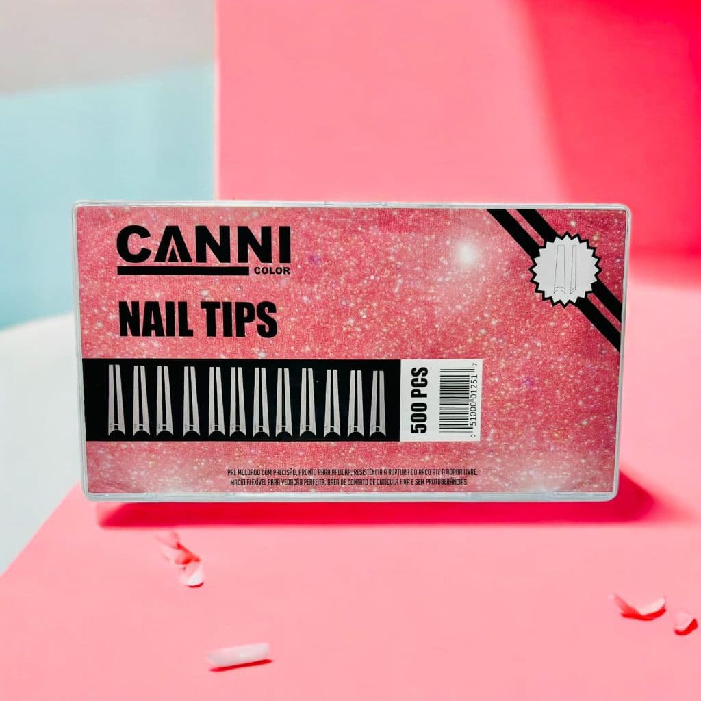 Caixa acrílica tips bailarina extra longa canni color transparente com 500 und