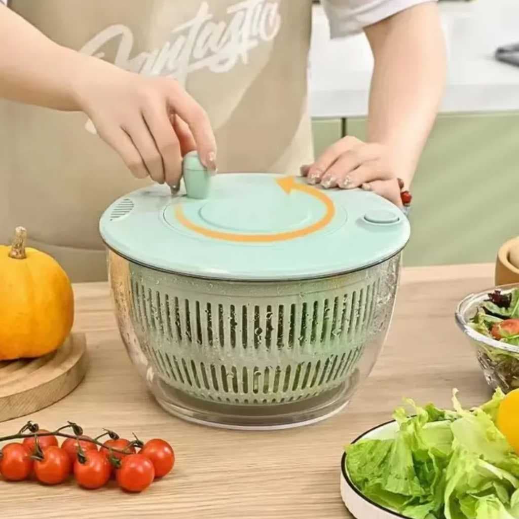 centrífuga de salada manual [ escorredor; lavador; secador de frutas e verduras ] - H&N BAZAR -
