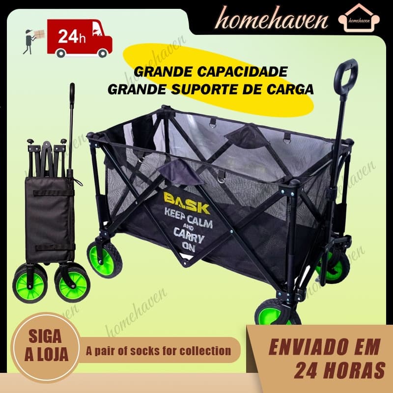 Carrinho De Carga Dobrável Multiuso Portátil Camping Pesca Compras Cooler Bask