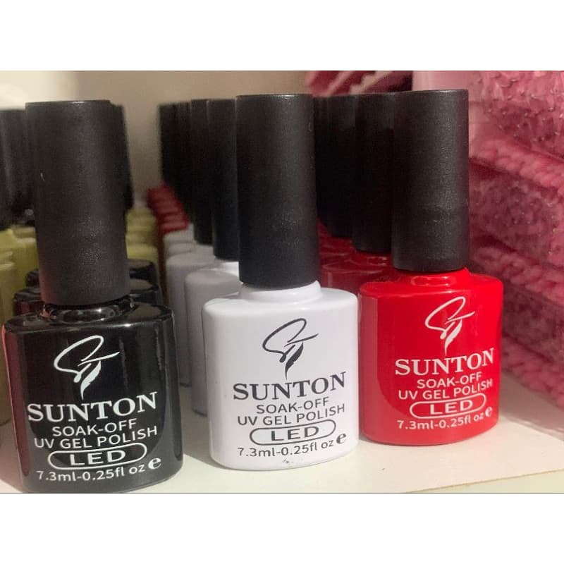 kit 3 esmaltes em gel Sunton 7,3ml Led uv - Alongamento de unhas Nail Designer Preto Vermelho Branco