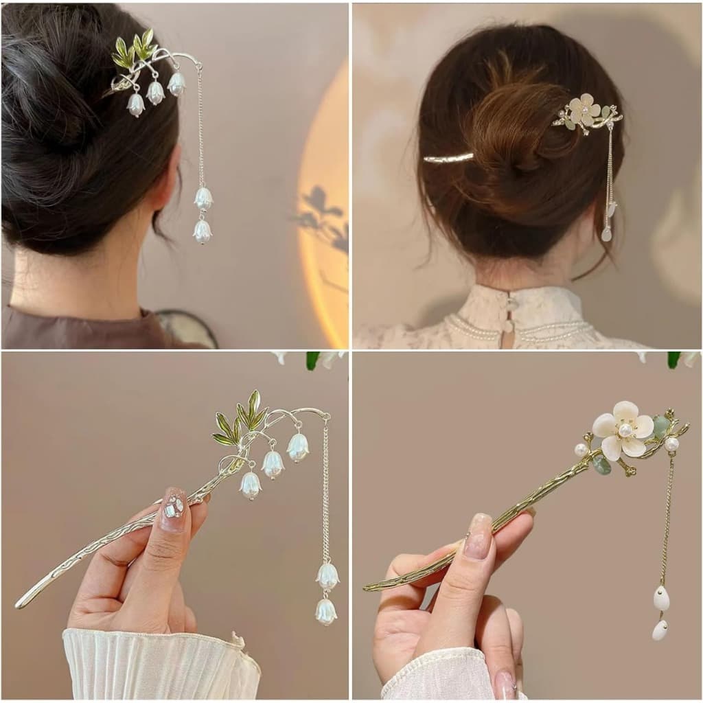 Palito de Cabelo Chinês Pauzinho de Cabelo Vintage de Metal--YL