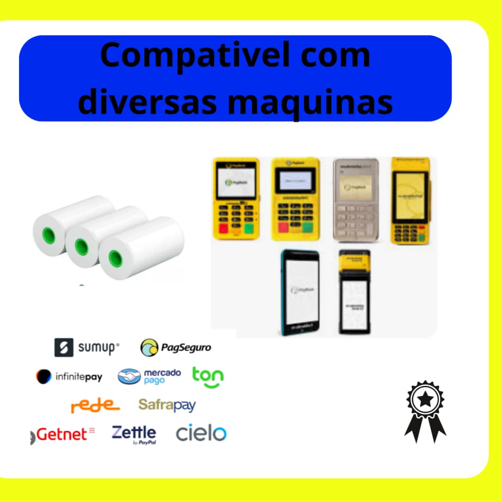 Kit 10 unidades de bobina térmica para maquina de cartao e mini impressora