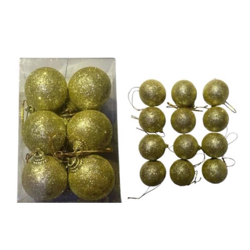 Bolas de Natal com 12 Bolinhas de 4cm Vermelha ou Dourada Enfeite Natalino