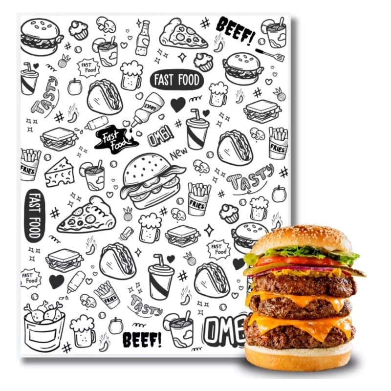 Papel Manteiga Acoplado Hamburguer 40x40 Com 400 Folhas Lanche Delivery