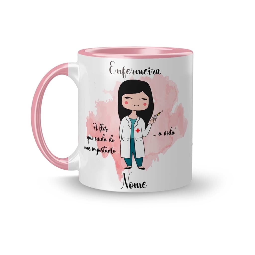 Caneca xícara de Porcelana Personalizada Profissões Enfermeira