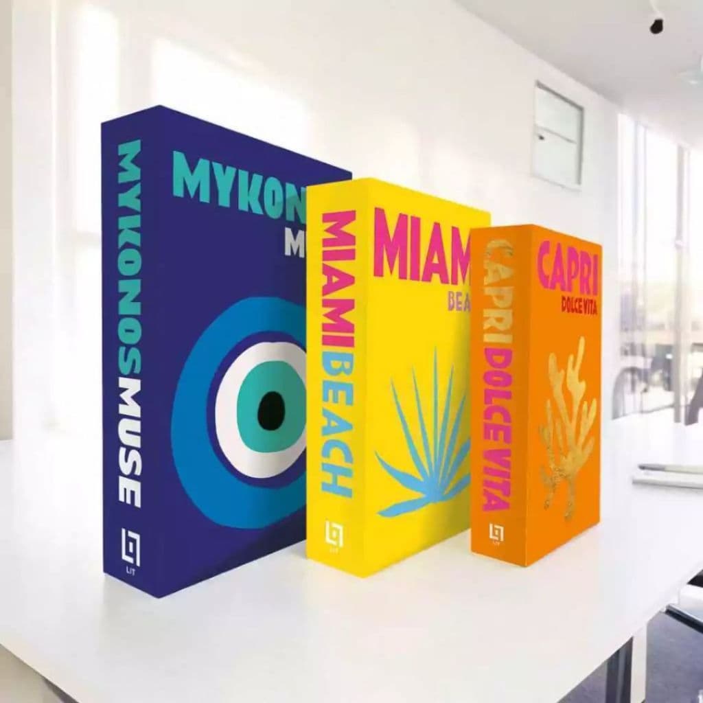 Kit Com 3 Falso Livro Decorativo Good Vibes Organizadores Porta Objetos Conjunto Enfeites Diferente
