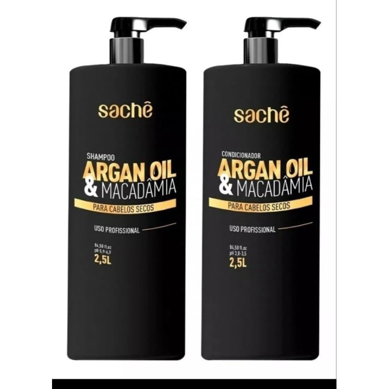 kit  lavatório hidratante shampoo e condicionador de argan e macadâmia 2,5l Sachê Professional