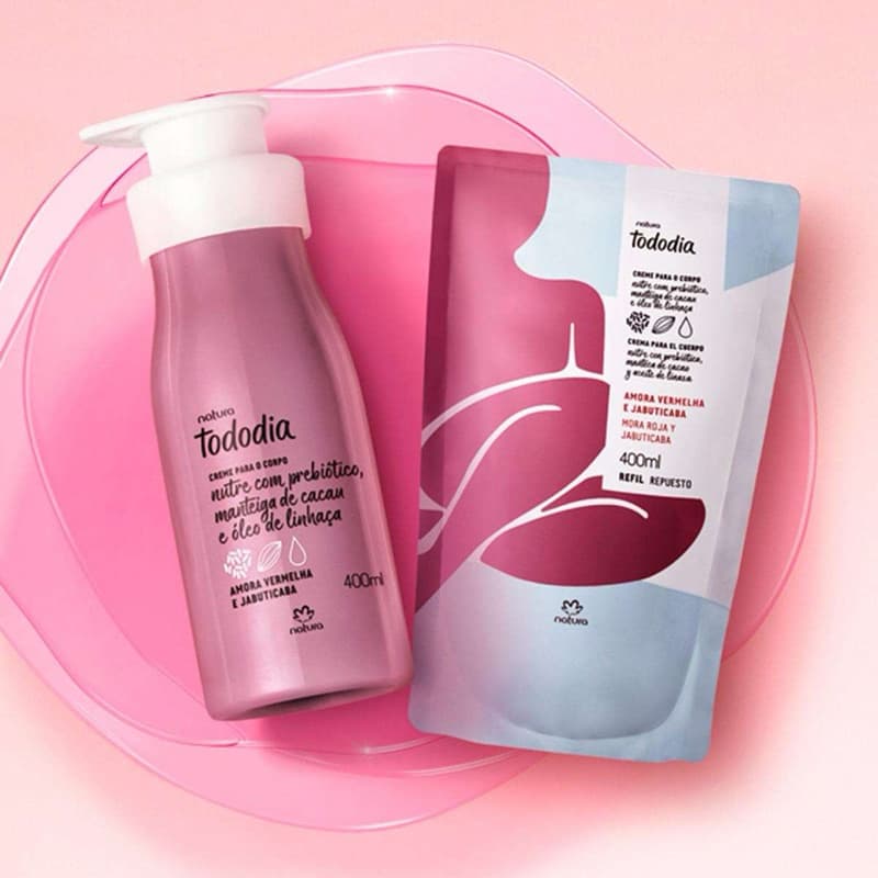 Conjunto Creme Desodorante Nutritivo Para o Corpo Tododia Amora Vermelha e Jabuticaba com Refil