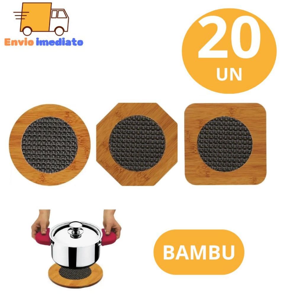 KIT 20 Descanso De Panela Bambu Protege Jogo Americano Mesas Contra Riscos Para Casa Cozinha Multiuso