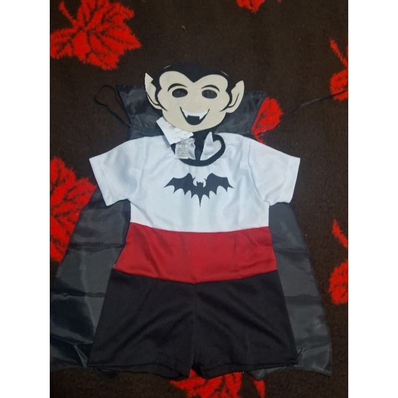 Vampiro Dracula Branco Fantasia Menino Tm 1 Para Crianças De 12 a 18 Meses Fantasia Com máscara e Capa
