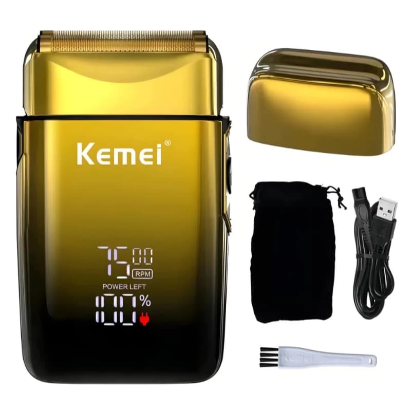 Maquina De aparar Pelo e Cabelo Shaver Aparador Kemei-tx10 Barbeador Elétrico Com Tela Led