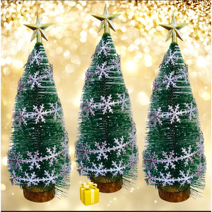 Kit 3 arvore de natal pinheiro flocos de neve decoração natalina 28Cm