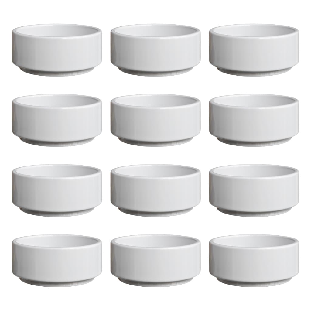 Jogo 12 Pecas Porcelana Canelada Porta Pate 70ml Tigelinhas Molheira Manteigueira Restaurante Hotel